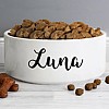 Personalised Dog Bowl - White with Swirl Font Design - Luna